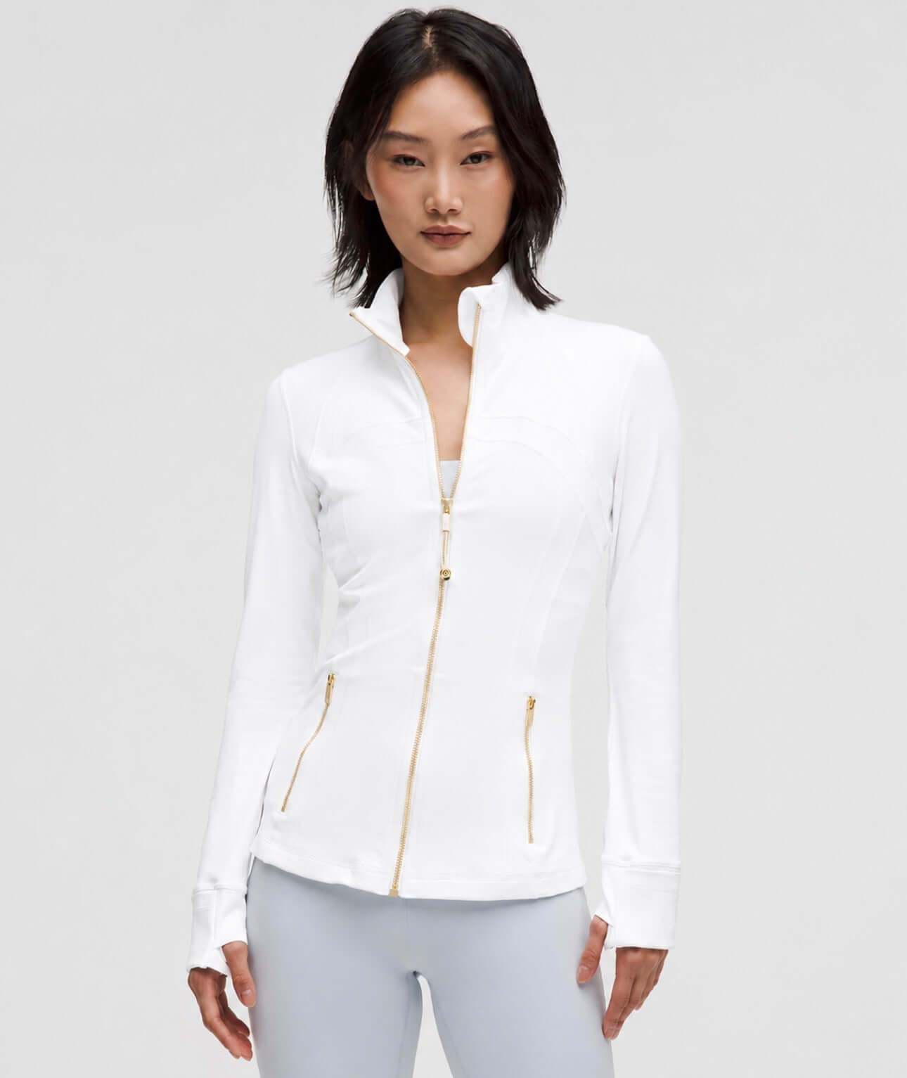 White Defined Lululemon With Gold Zipper